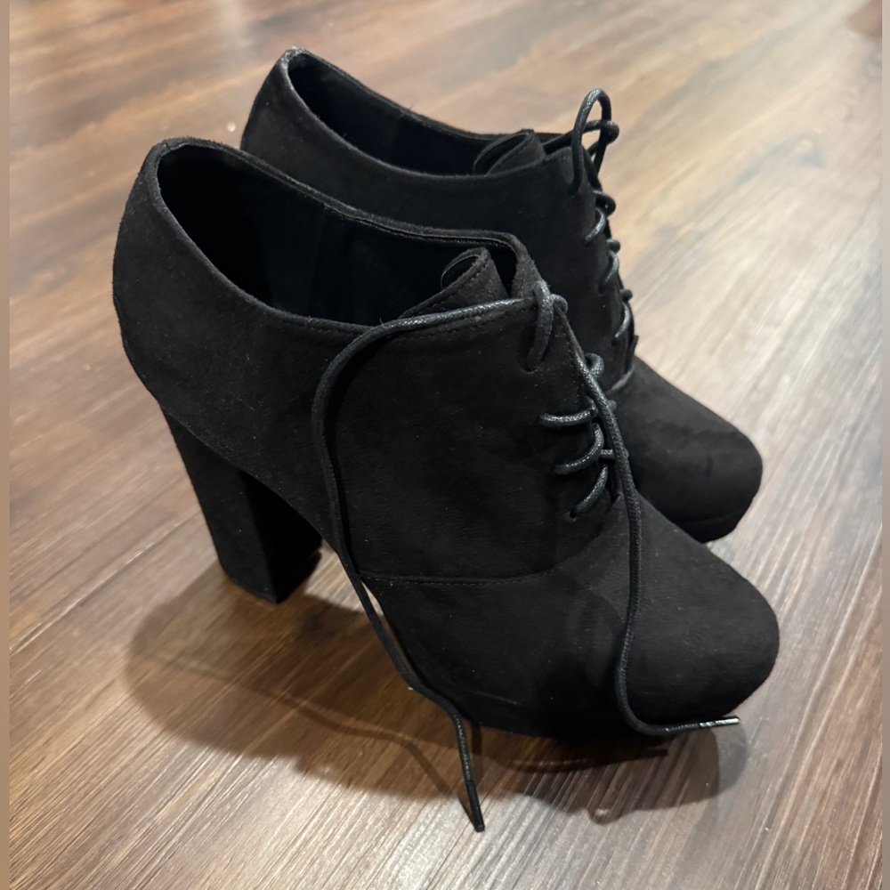 Allegra K Women's Platform Chunky Heel Lace Up Booties